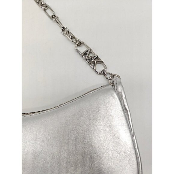 MICHAEL KORS Kendall leather chain link pouchette bracelet small bag - Silver - Picture 4 of 8